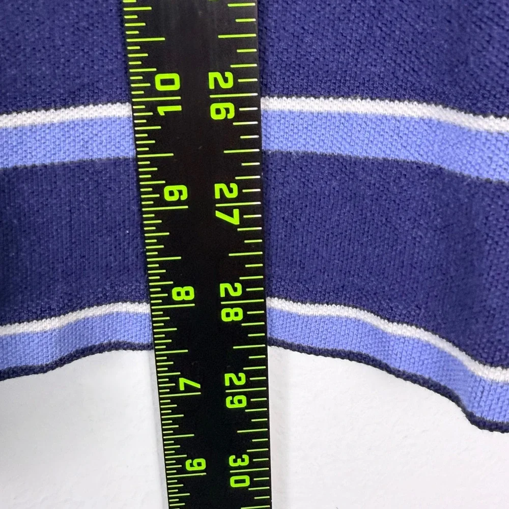 Polo‎ Ralph Lauren Polo Shirt Men M Blue Striped Cotton Short Sleeve Pony Golf